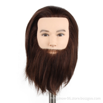 hair salon equipment 100% human hair men training head with beard